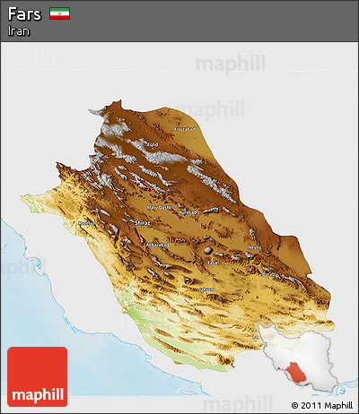 Physical 3D Map of Fars, single color outside