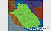 Political 3D Map of Fars, darken