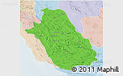 Political 3D Map of Fars, lighten