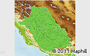 Political 3D Map of Fars, physical outside