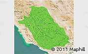 Political 3D Map of Fars, satellite outside