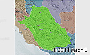 Political 3D Map of Fars, semi-desaturated