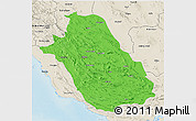 Political 3D Map of Fars, shaded relief outside