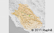 Satellite 3D Map of Fars, lighten, desaturated