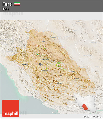 Satellite 3D Map of Fars, lighten