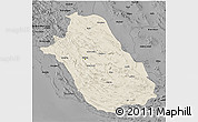 Shaded Relief 3D Map of Fars, darken, desaturated