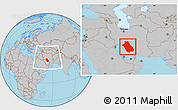 Gray Location Map of Fars, within the entire country