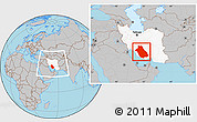 Gray Location Map of Fars, highlighted country, within the entire country