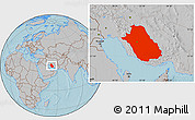 Gray Location Map of Fars, hill shading