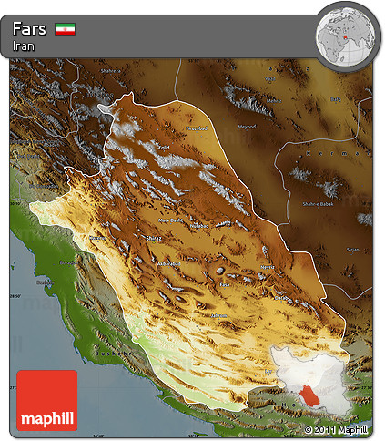 Physical Map of Fars, darken