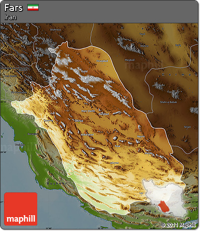 Physical Map of Fars, darken
