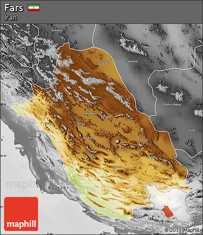 Physical Map of Fars, desaturated