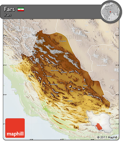 Physical Map of Fars, lighten