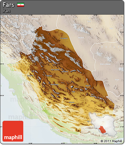 Physical Map of Fars, lighten