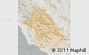 Satellite Map of Fars, lighten, semi-desaturated