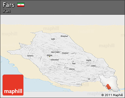 Classic Style Panoramic Map of Fars, single color outside