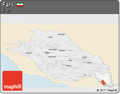 Classic Style Panoramic Map of Fars, single color outside