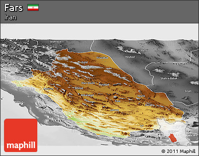 Physical Panoramic Map of Fars, desaturated