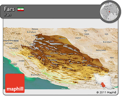 Physical Panoramic Map of Fars, satellite outside