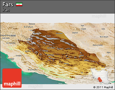 Physical Panoramic Map of Fars, satellite outside