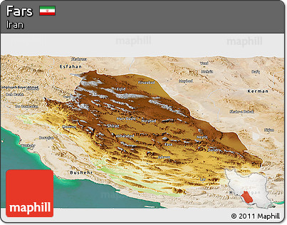 Physical Panoramic Map of Fars, satellite outside