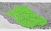 Political Panoramic Map of Fars, desaturated