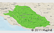 Political Panoramic Map of Fars, shaded relief outside