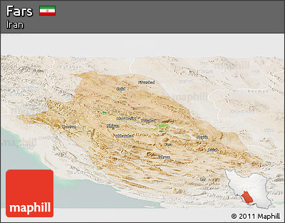 Satellite Panoramic Map of Fars, lighten