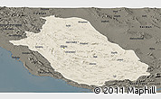 Shaded Relief Panoramic Map of Fars, darken