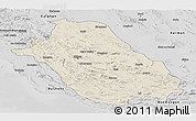 Shaded Relief Panoramic Map of Fars, desaturated