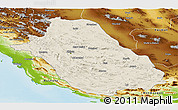 Shaded Relief Panoramic Map of Fars, physical outside