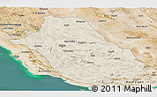 Shaded Relief Panoramic Map of Fars, satellite outside