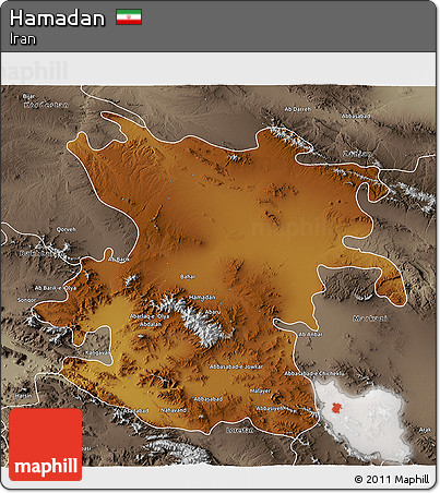 Physical 3D Map of Hamadan, semi-desaturated