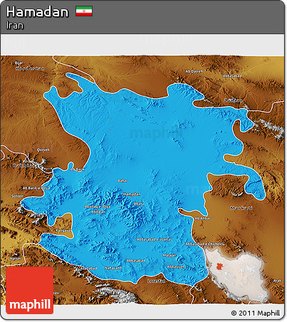 Political 3D Map of Hamadan, physical outside
