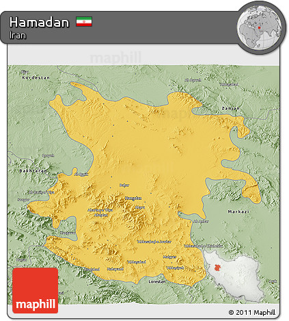 Savanna Style 3D Map of Hamadan