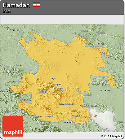 Savanna Style 3D Map of Hamadan