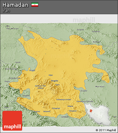 Savanna Style 3D Map of Hamadan