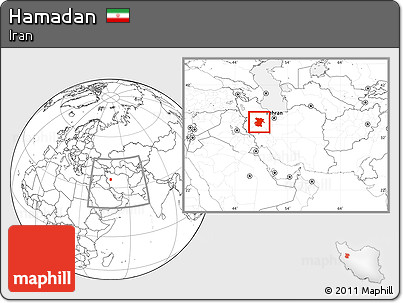 Blank Location Map of Hamadan, within the entire country