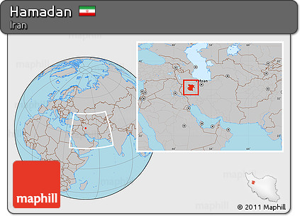 Gray Location Map of Hamadan, within the entire country