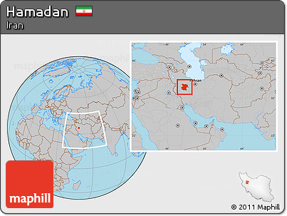 Gray Location Map of Hamadan, within the entire country
