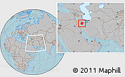 Gray Location Map of Hamadan, within the entire country, hill shading