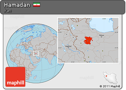 Gray Location Map of Hamadan