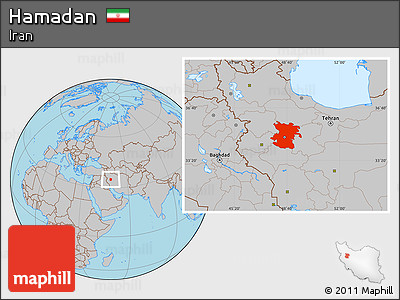 Gray Location Map of Hamadan