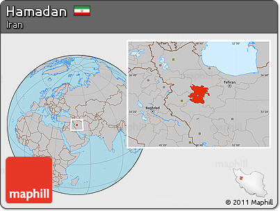 Gray Location Map of Hamadan