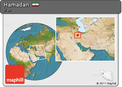 Satellite Location Map of Hamadan, within the entire country