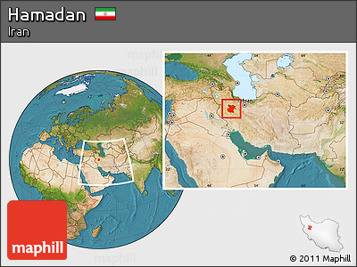Satellite Location Map of Hamadan, within the entire country