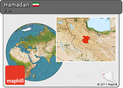 Satellite Location Map of Hamadan