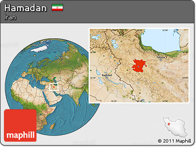 Satellite Location Map of Hamadan