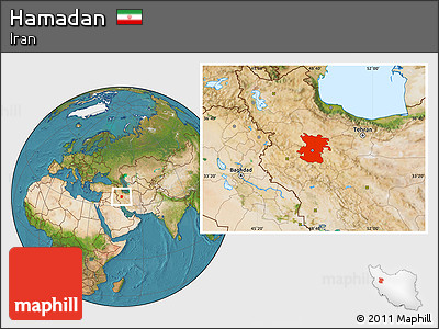 Satellite Location Map of Hamadan