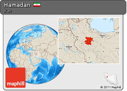 Shaded Relief Location Map of Hamadan